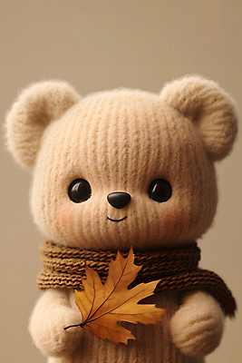 JPG 편집이미지 낙엽 들기 사람없음 갈색 귀여움 목도리 곰인형 가을 편집실사 AI포토 AI콘텐츠 잡화 계절 인형 컬러 컨셉 잎 모션 CG 파일형식