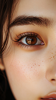 JPG 편집이미지 여자 얼굴 한명 근접촬영 성인 앞모습 화장 뷰티 가을 디지털합성 눈화장 주근깨 안구 의료성형뷰티 성인여자한명만 편집실사 AI인물포토 AI콘텐츠 1 계절 뷰포인트 사람 신체부위 점 CG 여자한명만 성인여자만 파일형식 AI포토