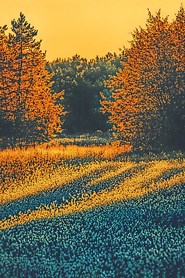 JPG 나무 편집이미지 자연 산 초원 사람없음 노을 주황색 가을 숲 언덕 편집실사 AI컴퓨터그래픽 AI콘텐츠 자연요소 식물 계절 컬러 CG 생태계 파일형식