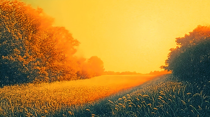 JPG 나무 편집이미지 자연 초원 사람없음 노을 주황색 가을 숲 언덕 편집실사 AI컴퓨터그래픽 AI콘텐츠 자연요소 식물 계절 컬러 CG 생태계 파일형식