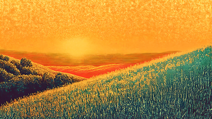 JPG 편집이미지 자연 초원 사람없음 태양 노을 주황색 가을 언덕 편집실사 AI컴퓨터그래픽 AI콘텐츠 자연요소 계절 컬러 CG 생태계 파일형식