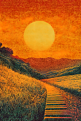 JPG 편집이미지 자연 산 초원 사람없음 태양 노을 주황색 가을 언덕 편집실사 AI컴퓨터그래픽 AI콘텐츠 자연요소 계절 컬러 CG 생태계 파일형식