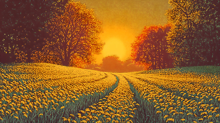 JPG 나무 편집이미지 자연 초원 사람없음 노을 주황색 가을 숲 편집실사 AI컴퓨터그래픽 AI콘텐츠 자연요소 식물 계절 컬러 CG 생태계 파일형식