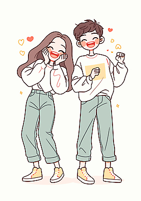 전신 커플 여자 남자 일러스트 미소 이벤트 성인 두명 꽃받침 성인만 국내일러스트 AI파일 관계 표정 사람 손짓 파일형식 벡터
