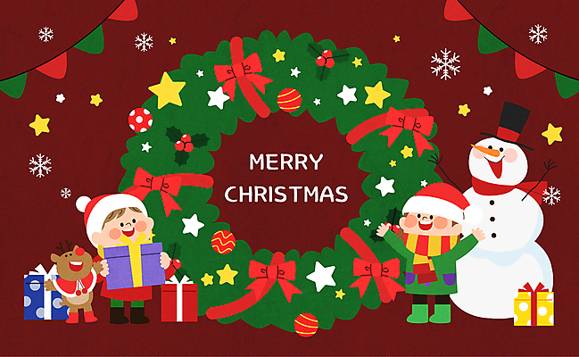 자연요소 여자 기념일 남자 꽃 어린이 크리스마스장식 모션 눈_날씨 선물 사람 상자 화환 파티용품 파일형식 벡터 만세 소녀 소년 어린이만 오너먼트 리본 두명 들기 눈꽃 선물상자 크리스마스리스 별 가랜드 전신 크리스마스 눈사람 장식 AI파일 일러스트 국내일러스트