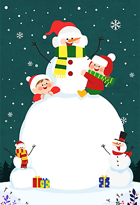 여자 기념일 남자 어린이 눈_날씨 선물 사람 상자 파일형식 벡터 어린이만 소녀 소년 두명 선물상자 눈꽃 전신 크리스마스 눈사람 AI파일 일러스트 국내일러스트