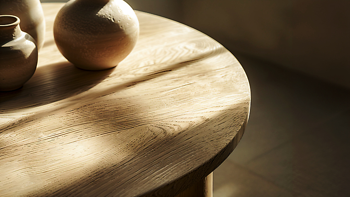 JPG 편집이미지 그림자 사람없음 햇빛 공간 도자기 감성 나무탁자 편집실사 AI포토 AI콘텐츠 컨셉 탁자 태양 CG 파일형식