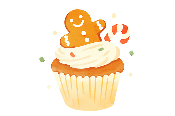 JPG 크리스마스 일러스트 사람없음 장식 쿠키 귀여움 컵케이크 지팡이사탕 진저맨 스프링클 국내일러스트 AI일러스트 AI콘텐츠 기념일 컨셉 디저트 사탕 케이크 진저쿠키 파일형식