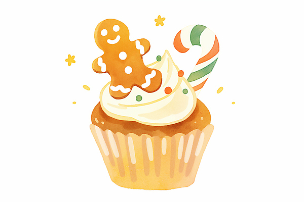 JPG 크리스마스 일러스트 사람없음 장식 쿠키 귀여움 컵케이크 지팡이사탕 진저맨 스프링클 국내일러스트 AI일러스트 AI콘텐츠 기념일 컨셉 디저트 사탕 케이크 진저쿠키 파일형식