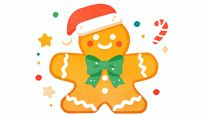 JPG 리본 크리스마스 일러스트 산타모자 사람없음 장식 쿠키 귀여움 지팡이사탕 진저맨 스프링클 국내일러스트 AI일러스트 AI콘텐츠 모자_잡화 기념일 컨셉 디저트 사탕 진저쿠키 파일형식