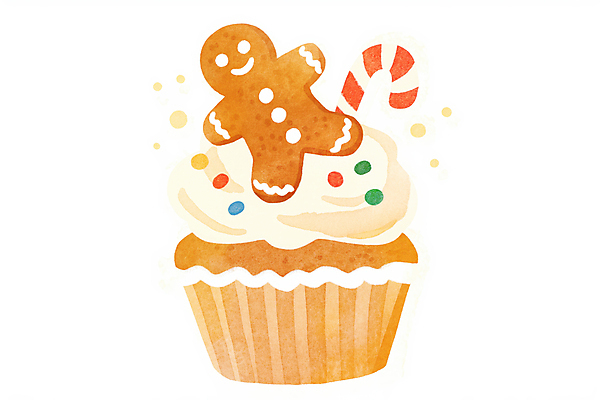 JPG 크리스마스 일러스트 사람없음 장식 쿠키 귀여움 컵케이크 지팡이사탕 진저맨 스프링클 국내일러스트 AI일러스트 AI콘텐츠 기념일 컨셉 디저트 사탕 케이크 진저쿠키 파일형식