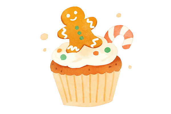 JPG 크리스마스 일러스트 사람없음 장식 쿠키 귀여움 컵케이크 지팡이사탕 진저맨 스프링클 국내일러스트 AI일러스트 AI콘텐츠 기념일 컨셉 디저트 사탕 케이크 진저쿠키 파일형식