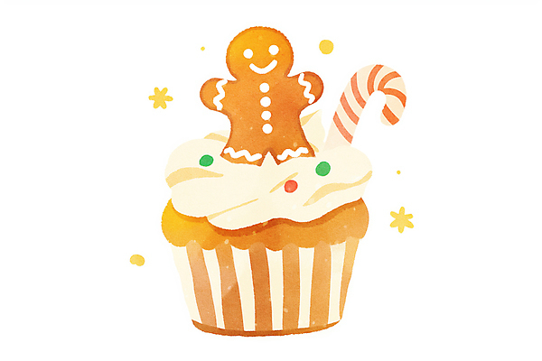 JPG 크리스마스 일러스트 사람없음 장식 쿠키 귀여움 컵케이크 지팡이사탕 진저맨 스프링클 국내일러스트 AI일러스트 AI콘텐츠 기념일 컨셉 디저트 사탕 케이크 진저쿠키 파일형식