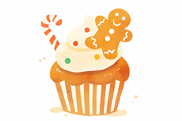 JPG 크리스마스 일러스트 사람없음 장식 쿠키 귀여움 컵케이크 지팡이사탕 진저맨 스프링클 국내일러스트 AI일러스트 AI콘텐츠 기념일 컨셉 디저트 사탕 케이크 진저쿠키 파일형식