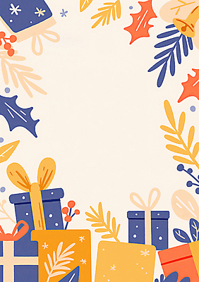 JPG 잎 크리스마스 겨울 일러스트 사람없음 선물상자 노란색 남색 연말 카피스페이스 국내일러스트 AI일러스트 AI콘텐츠 식물 계절 기념일 컬러 선물 상자 공백 파일형식