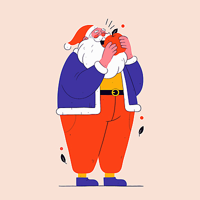 전신 노년 남자 행복 크리스마스 겨울 일러스트 산타모자 산타옷 동화 선물 한명 미소 빨간색 산타클로스 사과 먹기 즐거움 선물자루 연말 노인남자한명만 국내일러스트 AI파일 모자_잡화 1 옷 계절 기념일 감정 컬러 과일 모션 표정 사람 성인 자루 남자한명만 노인남자만 파일형식 벡터