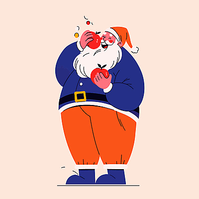 전신 노년 남자 행복 크리스마스 겨울 일러스트 산타모자 산타옷 동화 선물 한명 미소 빨간색 산타클로스 사과 먹기 즐거움 선물자루 연말 노인남자한명만 국내일러스트 AI파일 모자_잡화 1 옷 계절 기념일 감정 컬러 과일 모션 표정 사람 성인 자루 남자한명만 노인남자만 파일형식 벡터