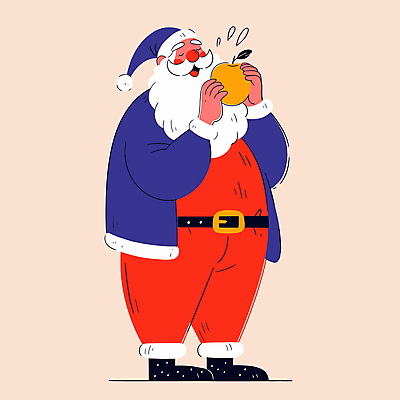 전신 노년 남자 행복 크리스마스 겨울 일러스트 산타모자 산타옷 동화 한명 미소 빨간색 산타클로스 먹기 즐거움 선물자루 연말 황금사과 노인남자한명만 국내일러스트 AI파일 모자_잡화 1 옷 계절 기념일 감정 컬러 모션 표정 사람 성인 사과 자루 남자한명만 노인남자만 파일형식 벡터