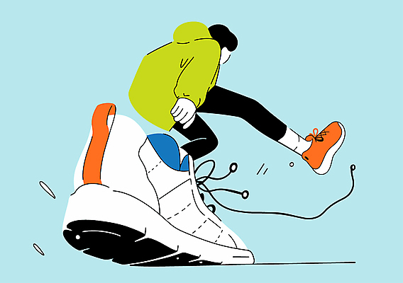 전신 옷 여자 스포츠 하늘색 신발 일러스트 한명 20대 달리기 운동 점프 역동적 러닝 국내일러스트 AI파일 1 컨셉 모션 건강 사람 청년 파란색 파일형식 벡터