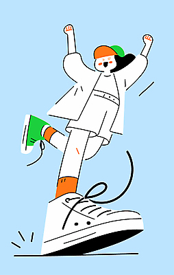 전신 남자 하늘색 운동화 신발 일러스트 한명 20대 달리기 운동 역동적 신발끈 러닝 국내일러스트 AI파일 1 컨셉 모션 건강 사람 청년 파란색 파일형식 벡터