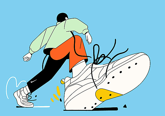 전신 남자 스포츠 하늘색 신발 일러스트 한명 20대 달리기 운동 역동적 신발끈 러닝 국내일러스트 AI파일 1 컨셉 모션 건강 사람 청년 파란색 파일형식 벡터