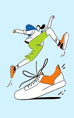 전신 여자 스포츠 하늘색 신발 일러스트 한명 20대 달리기 운동 점프 역동적 러닝 국내일러스트 AI파일 1 컨셉 모션 건강 사람 청년 파란색 파일형식 벡터