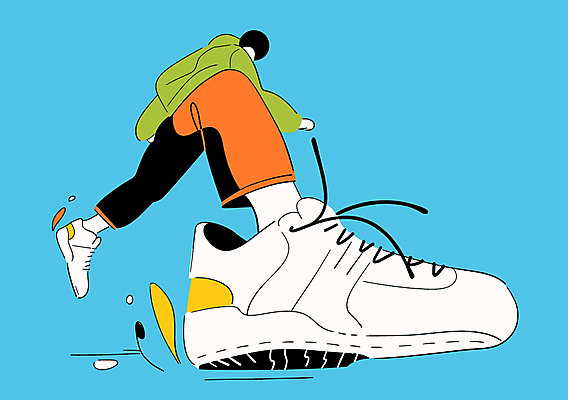 전신 남자 스포츠 하늘색 운동화 일러스트 한명 20대 달리기 운동 역동적 신발끈 러닝 국내일러스트 AI파일 1 신발 컨셉 모션 건강 사람 청년 파란색 파일형식 벡터