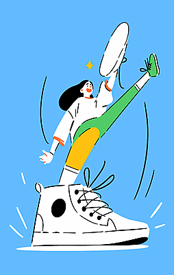 전신 여자 스포츠 하늘색 운동화 신발 일러스트 한명 20대 달리기 운동 점프 역동적 신발끈 러닝 국내일러스트 AI파일 1 컨셉 모션 건강 사람 청년 파란색 파일형식 벡터