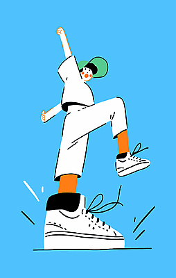 전신 여자 스포츠 하늘색 운동화 신발 일러스트 한명 20대 달리기 역동적 신발끈 러닝 국내일러스트 AI파일 1 컨셉 모션 사람 청년 파란색 파일형식 벡터