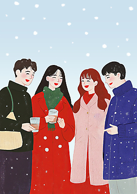 PSD 라이프스타일 여자 남자 커피 크리스마스 겨울 일러스트 커뮤니케이션 따뜻함 대화 서기 여러명 상반신 성인 빨간색 친구 모임 눈 차 감성 성인만 송년회 국내일러스트 자연요소 계절 기념일 음료 컬러 다수 컨셉 관계 모션 날씨 말하기 사람 생활 연말 파일형식
