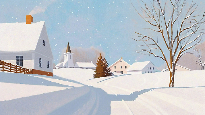 JPG 나무 길 겨울 일러스트 주택 굴뚝 풍경 사람없음 눈 연기 감성 나무울타리 겨울풍경 국내일러스트 AI일러스트 AI콘텐츠 자연요소 식물 계절 컨셉 날씨 건물 울타리 파일형식