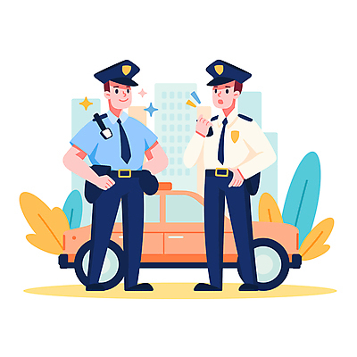 전신 남자 일러스트 자동차 나뭇잎 직업캐릭터 대화 웃음 성인 두명 건물 도시 경찰 경찰복 경찰모자 경찰차 소통 성인남자만 경찰의날 국내일러스트 일러캐릭터 AI파일 직업 캐릭터 모자_잡화 건축물 육상교통 컨셉 유니폼 잎 표정 말하기 사람 남자만 성인만 파일형식 벡터 법정기념일