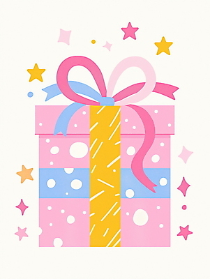 JPG 별 리본 분홍색 크리스마스 일러스트 사람없음 선물상자 반짝임 파티 물방울무늬 기쁨 생일 오브젝트 국내일러스트 AI일러스트 AI콘텐츠 자연요소 기념일 감정 컬러 무늬 모션 선물 이벤트 상자 파일형식