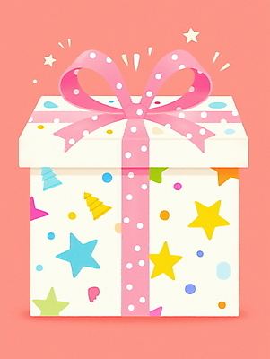 JPG 별 리본 분홍색 크리스마스 일러스트 사람없음 선물상자 반짝임 파티 물방울무늬 기쁨 생일 오브젝트 국내일러스트 AI일러스트 AI콘텐츠 자연요소 기념일 감정 컬러 무늬 모션 선물 이벤트 상자 파일형식
