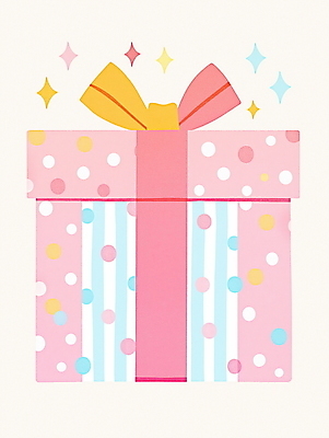 JPG 리본 분홍색 크리스마스 일러스트 사람없음 선물상자 반짝임 파티 물방울무늬 줄무늬 기쁨 생일 오브젝트 국내일러스트 AI일러스트 AI콘텐츠 기념일 감정 컬러 무늬 모션 선물 이벤트 상자 파일형식