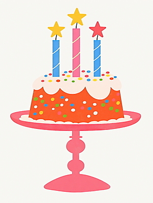 JPG 별 분홍색 일러스트 사람없음 케이크 생일파티 생일 스프링클 키치 케이크스탠드 국내일러스트 AI일러스트 AI콘텐츠 자연요소 기념일 컬러 컨셉 디저트 장식 받침대 파일형식