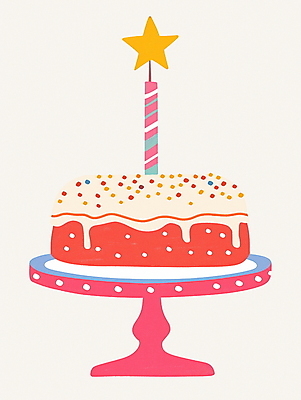 JPG 별 분홍색 일러스트 사람없음 케이크 생일파티 생일 스프링클 키치 케이크스탠드 국내일러스트 AI일러스트 AI콘텐츠 자연요소 기념일 컬러 컨셉 디저트 장식 받침대 파일형식