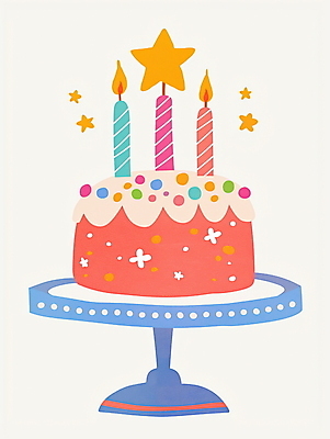 JPG 무료이미지 별 분홍색 일러스트 사람없음 케이크 생일파티 생일 스프링클 키치 케이크스탠드 국내일러스트 AI일러스트 AI콘텐츠 자연요소 기념일 컬러 컨셉 디저트 장식 받침대 파일형식