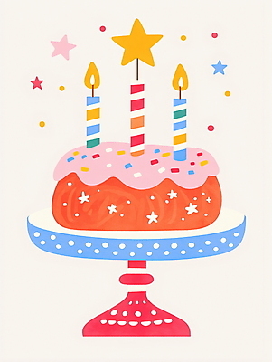 JPG 별 분홍색 일러스트 사람없음 케이크 생일파티 생일 스프링클 키치 케이크스탠드 국내일러스트 AI일러스트 AI콘텐츠 자연요소 기념일 컬러 컨셉 디저트 장식 받침대 파일형식
