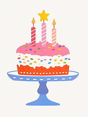 JPG 별 분홍색 일러스트 사람없음 케이크 생일파티 생일 스프링클 키치 케이크스탠드 국내일러스트 AI일러스트 AI콘텐츠 자연요소 기념일 컬러 컨셉 디저트 장식 받침대 파일형식