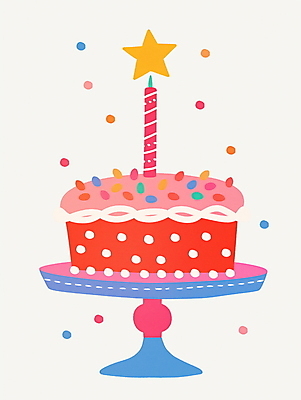 JPG 별 분홍색 일러스트 사람없음 케이크 생일파티 생일 스프링클 키치 케이크스탠드 국내일러스트 AI일러스트 AI콘텐츠 자연요소 기념일 컬러 컨셉 디저트 장식 받침대 파일형식