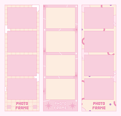 분홍색 꽃무늬 일러스트 프레임 사람없음 체크무늬 심플 꾸미기 살구색 키치 네컷사진 국내일러스트 AI파일 꽃 컬러 컨셉 무늬 사진촬영 파일형식 벡터