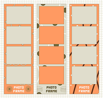 곡선 일러스트 프레임 사람없음 초록색 반짝임 주황색 심플 격자 꾸미기 키치 네컷사진 국내일러스트 AI파일 선 컬러 컨셉 무늬 모션 사진촬영 파일형식 벡터
