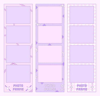 곡선 일러스트 프레임 사람없음 보라색 하트 심플 격자 꾸미기 키치 네컷사진 국내일러스트 AI파일 모양 선 컬러 컨셉 무늬 사진촬영 파일형식 벡터