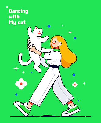 전신 구름 여자 꽃 일러스트 한명 들기 성인 라이프 초록색 귀여움 고양이 춤 즐거움 활기 성인여자한명만 국내일러스트 AI파일 자연요소 식물 1 감정 컬러 컨셉 포유류 모션 문화예술 사람 생활 반려동물 여자한명만 성인여자만 파일형식 벡터