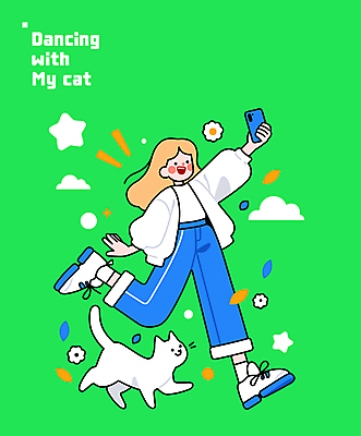 전신 구름 여자 꽃 잎 일러스트 한명 들기 성인 라이프 초록색 스마트폰 귀여움 고양이 춤 즐거움 활기 성인여자한명만 국내일러스트 AI파일 자연요소 식물 1 감정 컬러 컨셉 포유류 모션 문화예술 사람 생활 핸드폰 스마트기기 반려동물 여자한명만 성인여자만 파일형식 벡터