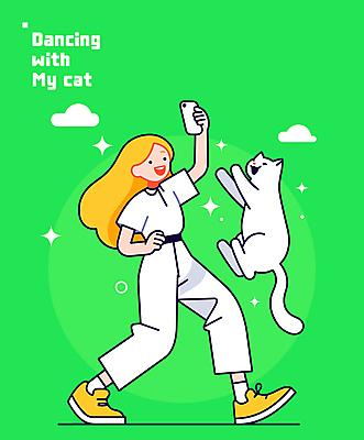 전신 구름 여자 일러스트 한명 들기 성인 라이프 초록색 스마트폰 귀여움 점프 고양이 춤 즐거움 활기 성인여자한명만 국내일러스트 AI파일 자연요소 1 감정 컬러 컨셉 포유류 모션 문화예술 사람 생활 핸드폰 스마트기기 반려동물 여자한명만 성인여자만 파일형식 벡터