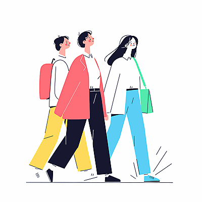 전신 여자 남자 가방 일러스트 비즈니스 성인 세명 걷기 직장인 성인만 국내일러스트 AI파일 직업 잡화 모션 사람 파일형식 벡터