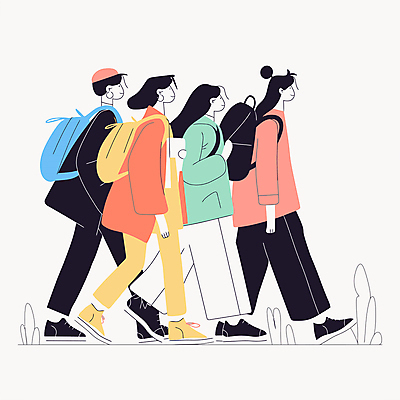 전신 여자 일러스트 비즈니스 배낭 사람 여러명 성인 걷기 직장인 오피스룩 성인여자만 국내일러스트 AI파일 직업 옷 다수 가방 모션 여자만 성인만 파일형식 벡터