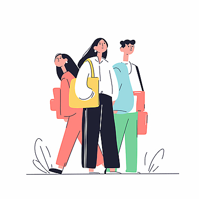 전신 여자 패션 남자 가방 일러스트 비즈니스 사람 성인 세명 걷기 직장인 오피스룩 성인만 국내일러스트 AI파일 직업 잡화 옷 모션 파일형식 벡터